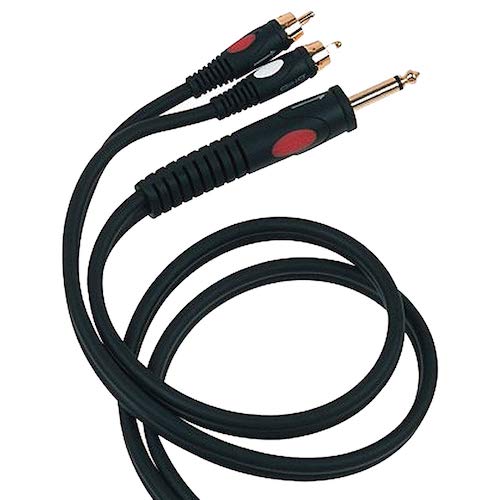 Jack 6.3mm male mono - 2 RCA male Adapter Cable 5m