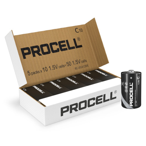 10 Batterie Mezza Torcia C 1.5V Procell Constant