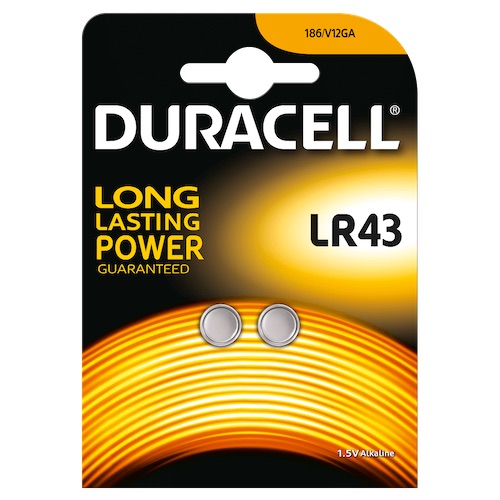 2 Duracell LR43 1,5V Alkaline Batteries