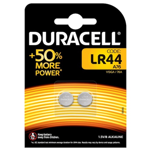 2 Duracell LR44 1,5V Alkaline Batteries