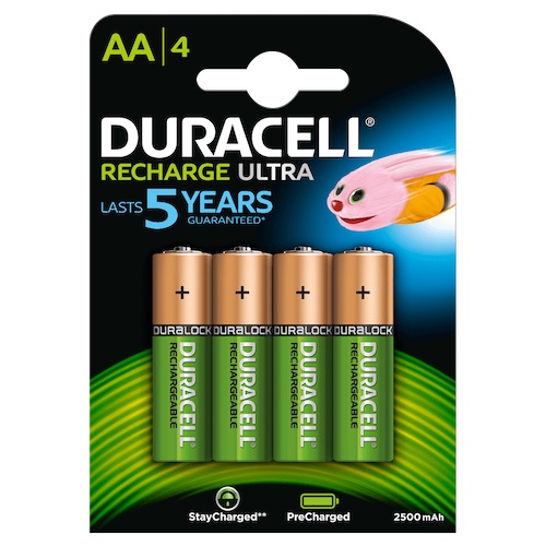 4 Duracell AA 2500mAh Rechargeable NiMH Battery
