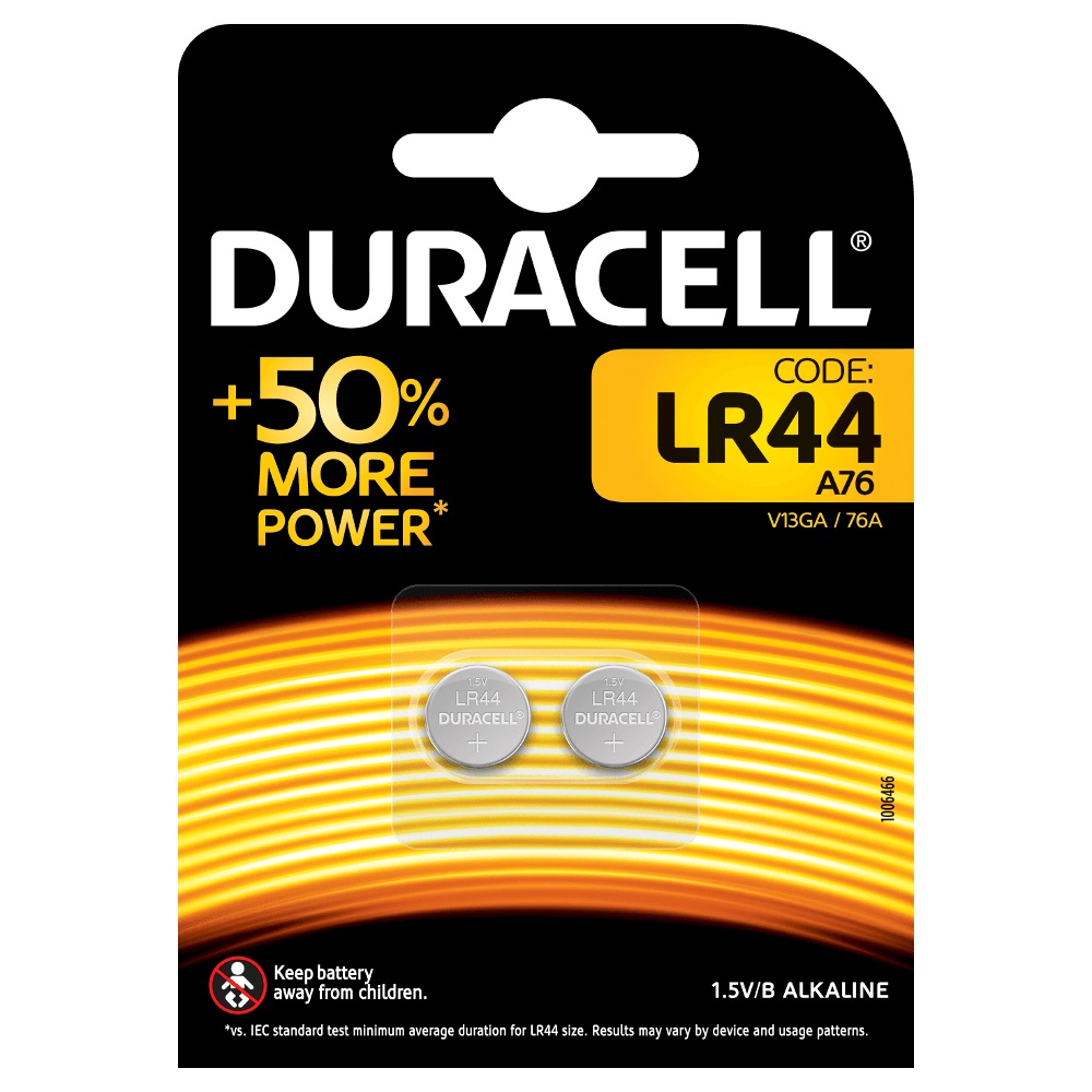 2 Batterie LR44 Alcaline 1,5V Duracell - Clicca l'immagine per chiudere